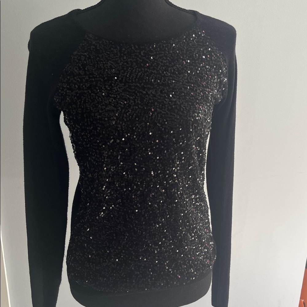 Elle Black Sequin Women's Crewneck Sweater S